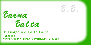 barna balta business card